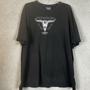VTG Panhandle Slim Cowboy Bull Skull Short Sleeve Graphic T-Shirt Size 2XL Y2K